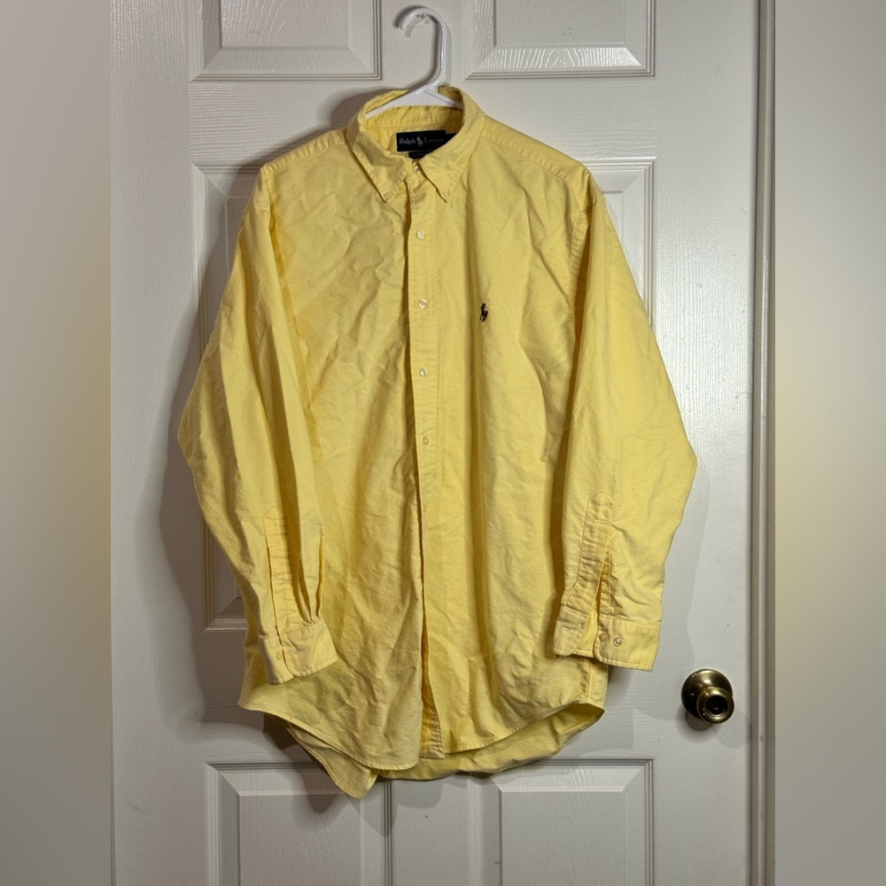 Ralph Lauren Polo Men Yarmouth Yellow Cotton Pinpoint Oxford LS Shirt 16 32/33